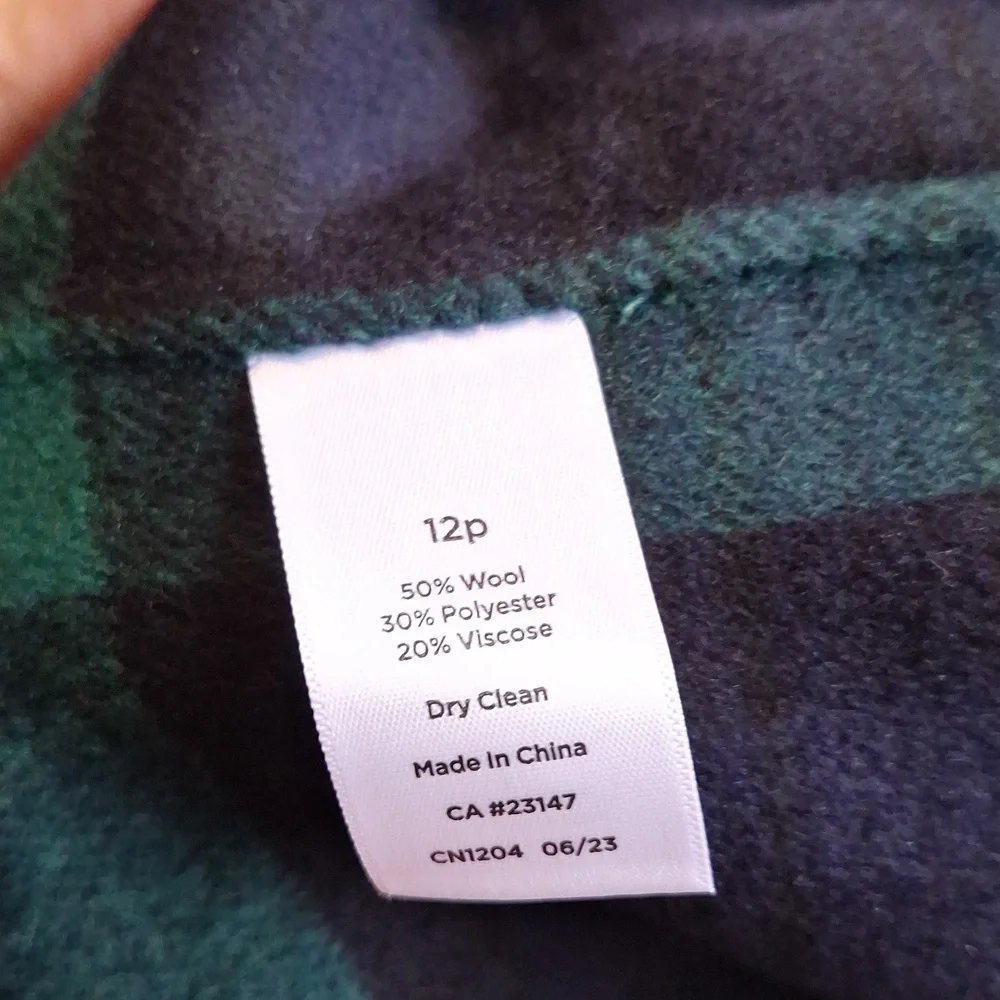 NWOT Talbots Double Face Wool Blend Tartan Coat Blue Green Size 12 Petite - Picture 10 of 14